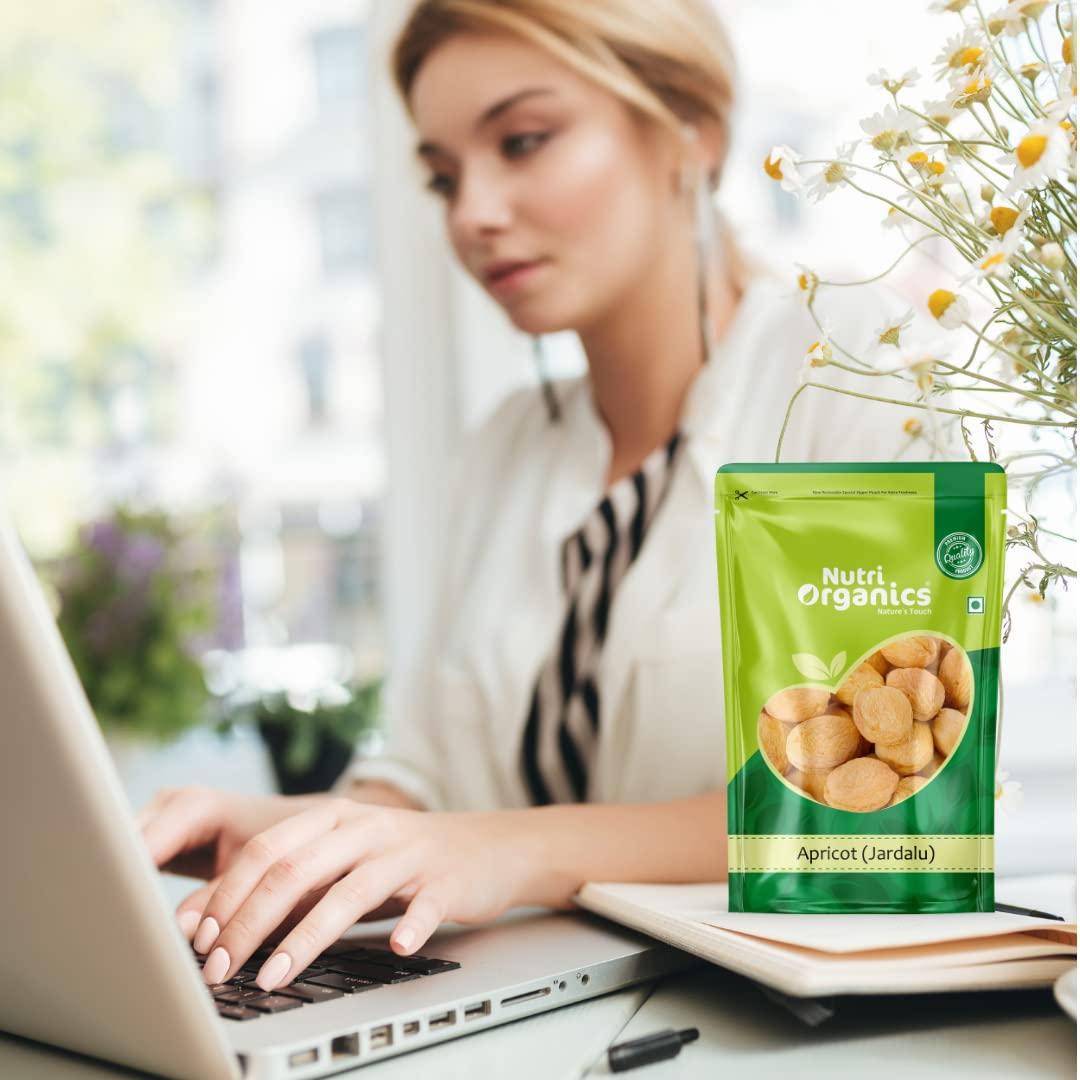 Nutri Organics NutriOrganics Dry Fruits Dried Apricot Jardalu - 200 grams | Badam BOR Khumani Dry Fruit | Dried Premium Afghani Apricots | Vegan, Sun Dried Apricots | Gluten & Sodium Free