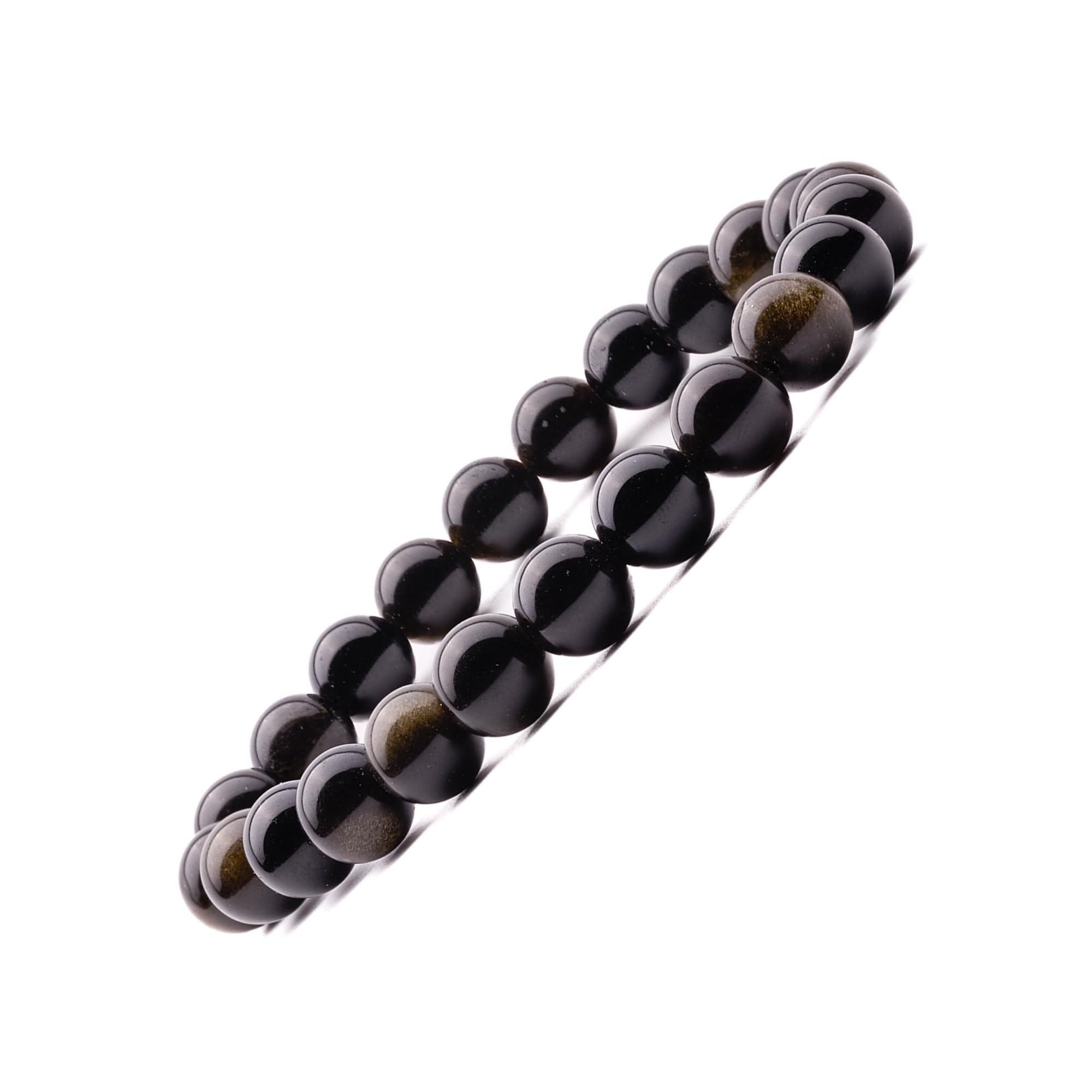Plus Value Plus Value Black Obsidian Bracelet for Protection | Stylish Charm Crystal Bracelet for Men Women Boys and Girls (Beads Size: 8mm, Jute Bag)