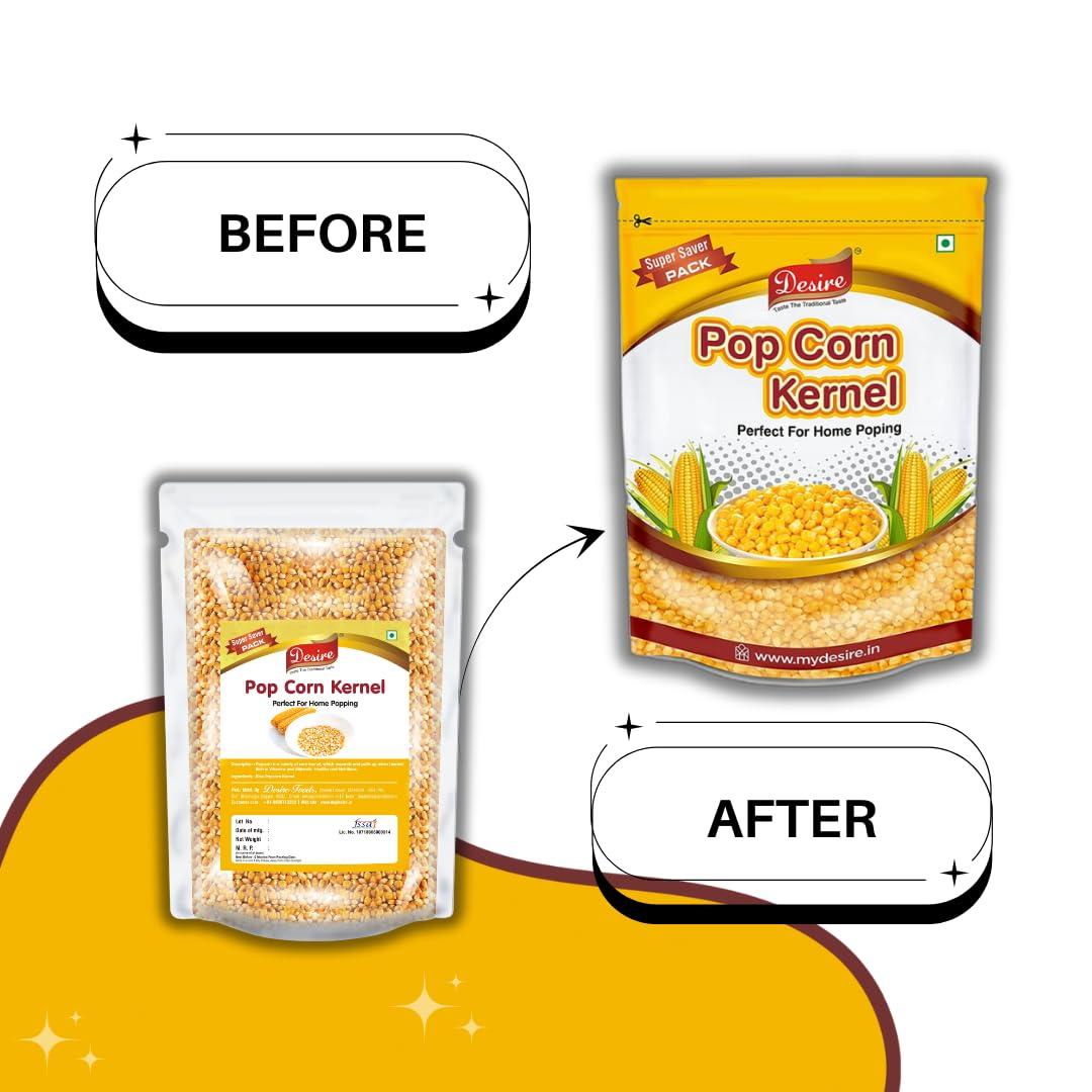 Desire Desire Popcorn Kernel Seeds 5 Kg | Big Size Gourmet Pop Corn Kernels Imported | High Expansion, A Grade Makkai Popcorn