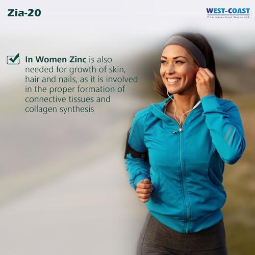 WESTCOAST WEST-COAST Zia-20 Zinc Sulphate 20mg 10x10 tablets for Zinc deficiency, enhanced Immune Support, Nutrient Absorption & Overall Wellness.