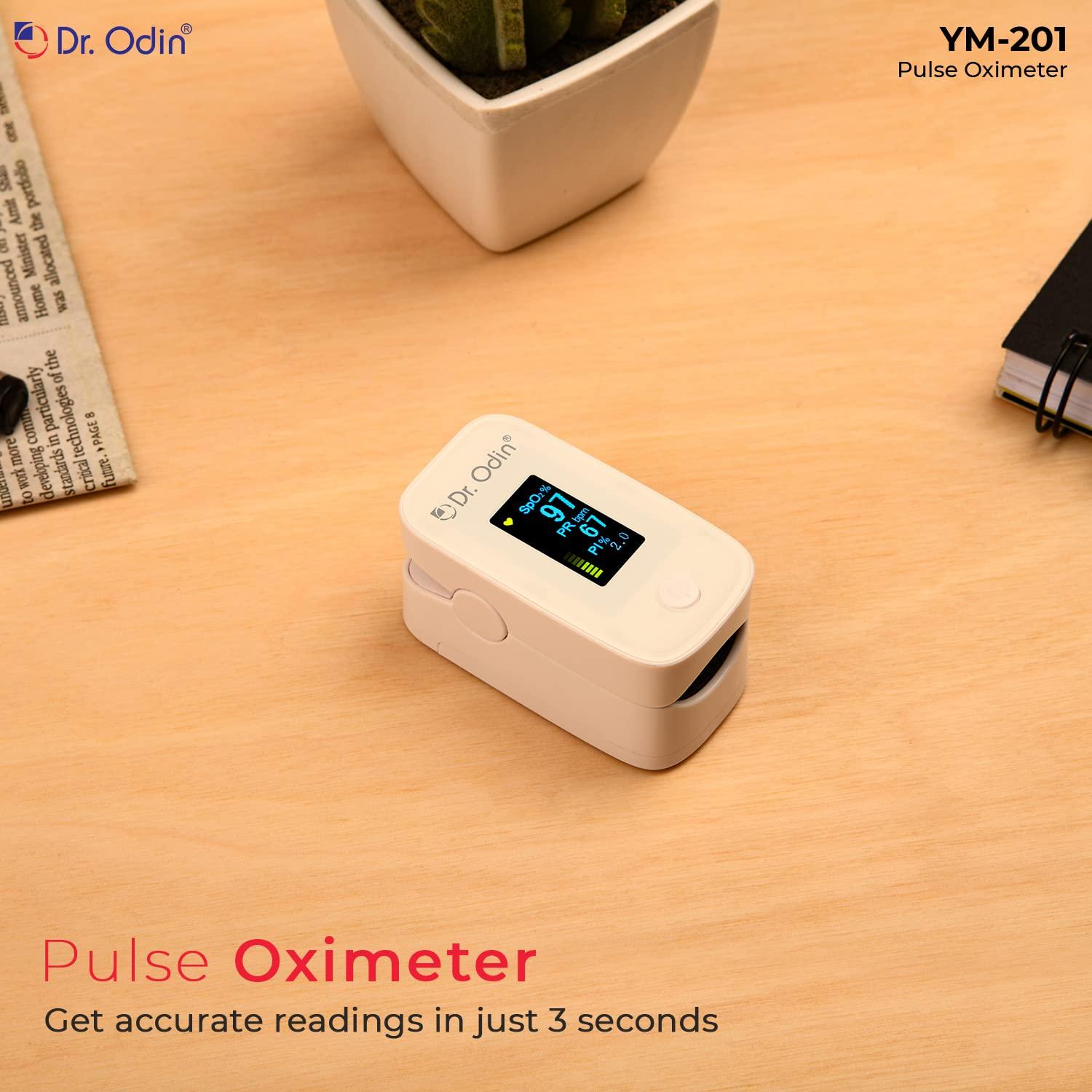 Dr. Odin Dr. Odin YM-201 Fingertip Pulse Oximeter with LED Display and Auto Power Off, Perfusion Index and SpO2 (White, 1 Year Warranty)