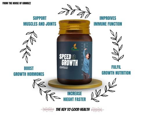 GRINBIZZ GRINBIZZ Speed Growth Capsule Advanced Herbal Formula To Increase Height | Growth On | Height Growth | Body Growth | For Girls & Boys | No Side Effects | 100% Ayurvedic (speed growth pk 15 capsule)