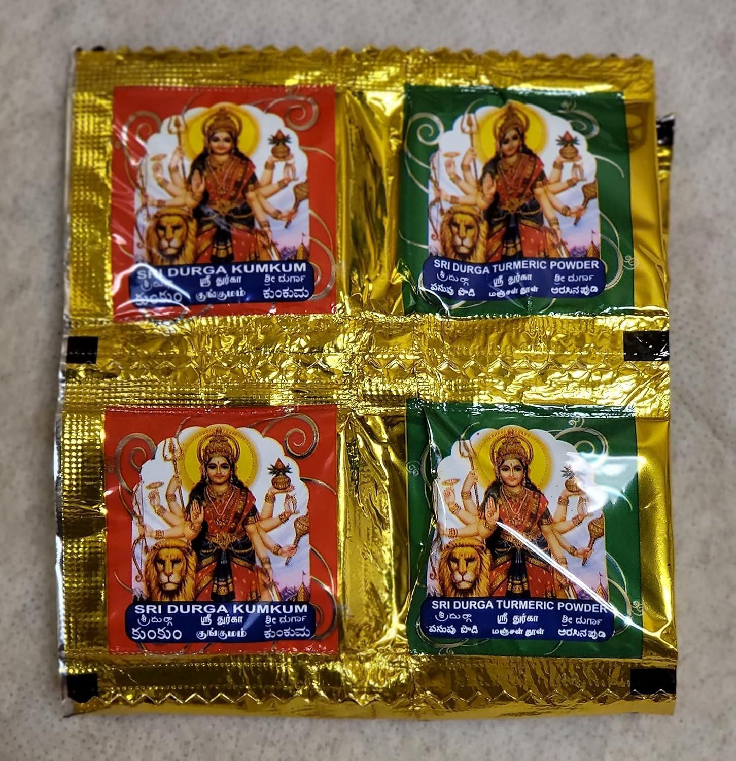 Bluffy Bird Kumkum and Turmeric Powder Gift Combi pack (50pc Kumkum + 50pc Turmeric) - Pack of 50