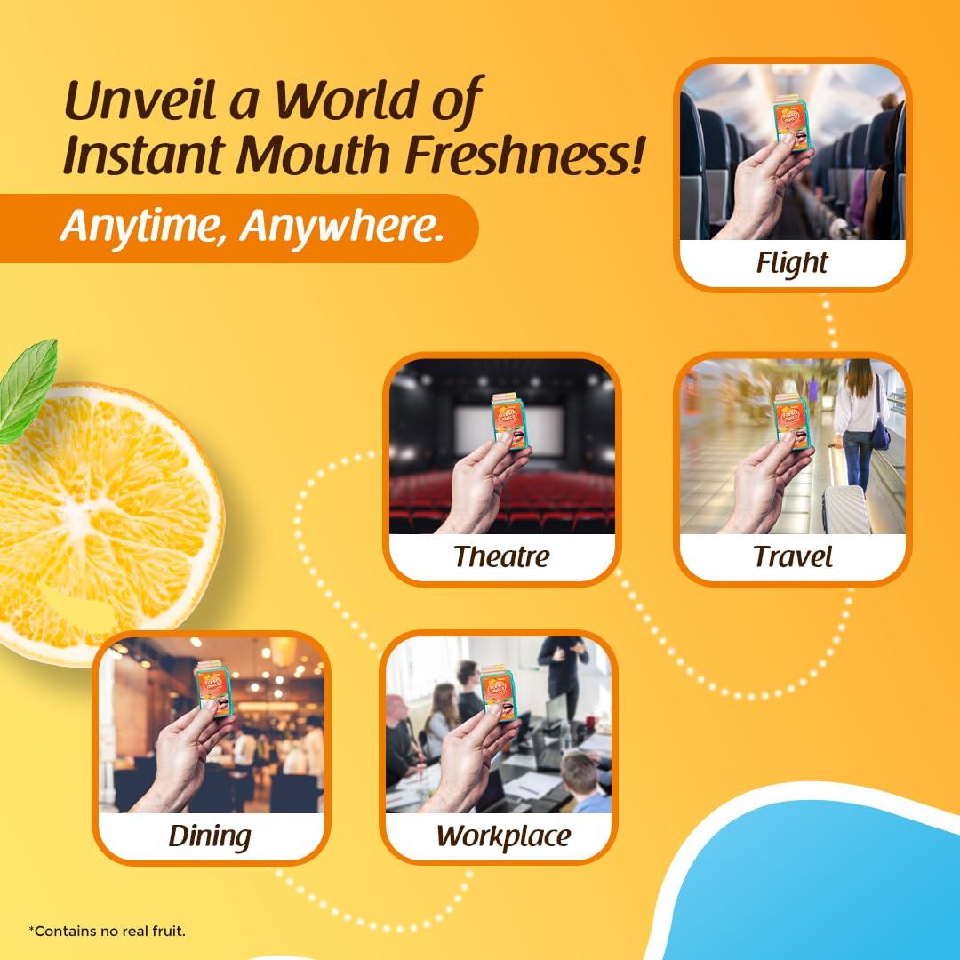 FRESH MELTZ FRESH MELTZ Oral Hygiene Mouth Freshener Sugar Free Orange, Mint, Paan Flavoured Breath Strips (25 Strips) - Combo Packs (Pack of 6)