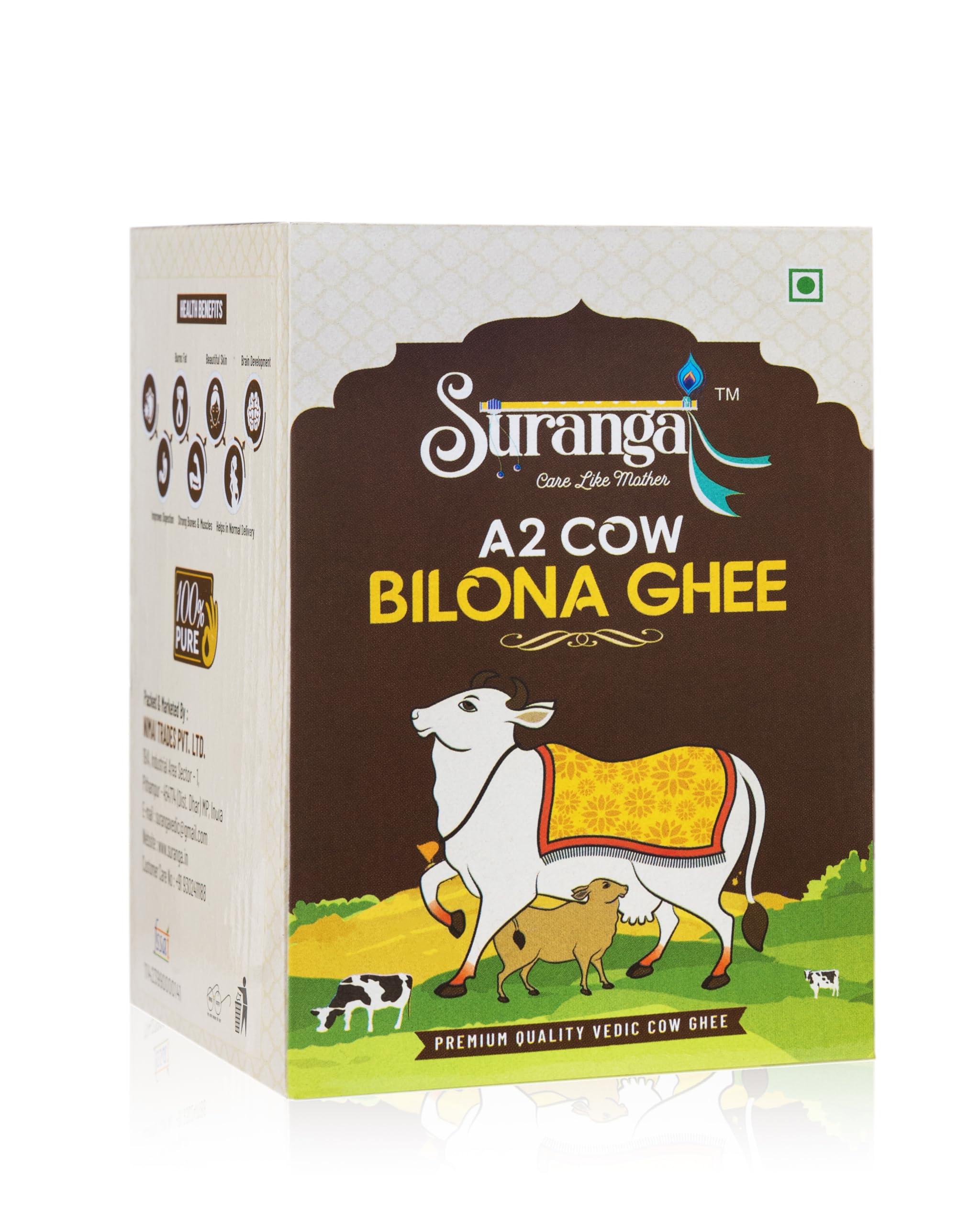 Suranga Suranga A2 Bilona Ghee Pure Organic Ghee, Traditionally-Churned, Chemical-Free, Granular Ghee, Nutritious by Nature (1000 ML)