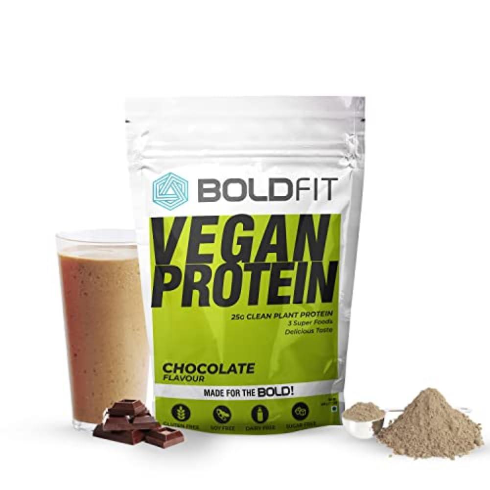 Boldfit Boldfit Plant Based Protein Powder Easy to Digest Protein Supplement for Men & Women Vegan Plant Protein with Turmeric Extract, Bromelain, Piperine Helps in Faster Absorption & Bloating - Chocolate 500gm