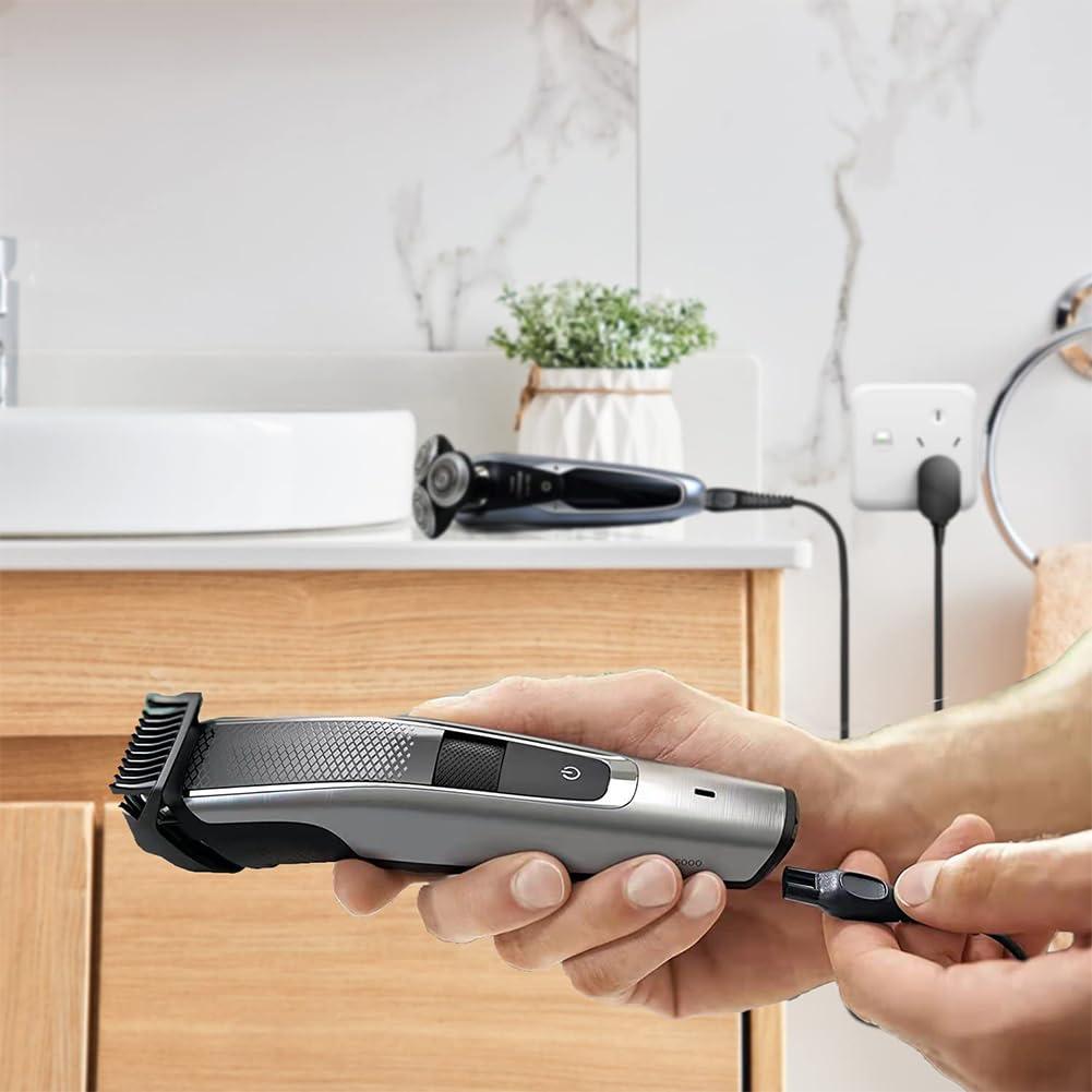 Gozaqe Gozaqe Hq8505 Trimmer Charger 15V Replacement Charger Cord Compatible With Philips Norelco Hq8505 3000 5000 7000 9000 Series Mg7750 Mg7790 Electric Razor Beard Trimmer Adapter Power, Black