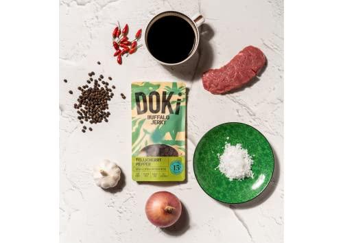 Doki DOKi Buffalo Jerky for Humans (5 Flavours) (High Protein, Low Calorie, All-Natural, Gluten Free, Ready-to-eat meat))