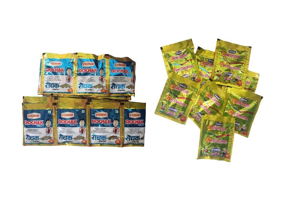 Generic Aam Pachan & Rochak Chatpati Goli Candy- Combo Pack,30 sachets each, (60 sachet) - Tasty Healthy for Digestion - Best for Kids, Men, Women - 90\'s Candy - Helps with acidity, gas and indigestion