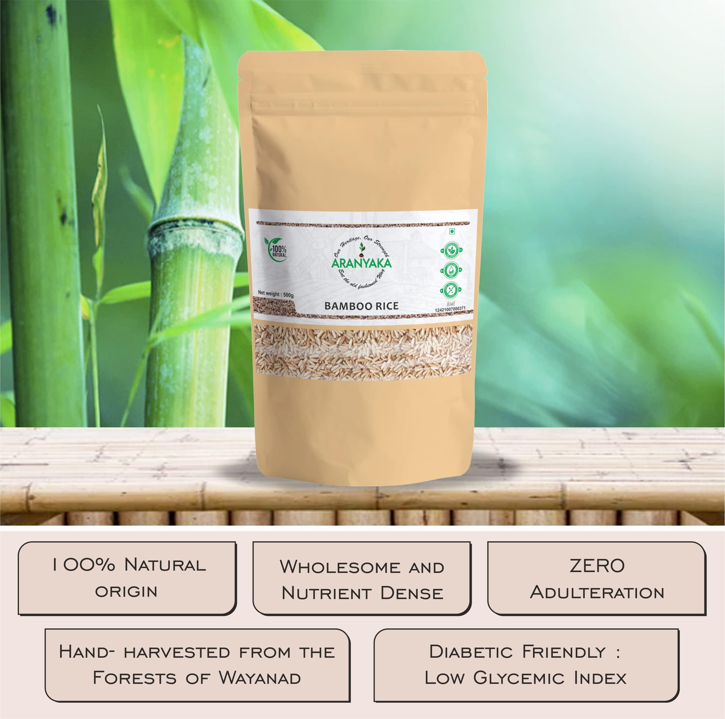 Aranyaka Aranyaka Kerala Wayanadan Forest Wild Bamboo Rice (500g) | Mulayari | Small Grain, Raw | Unpolished 0.5 Kg [From the forests of Kerala] 500g in Total