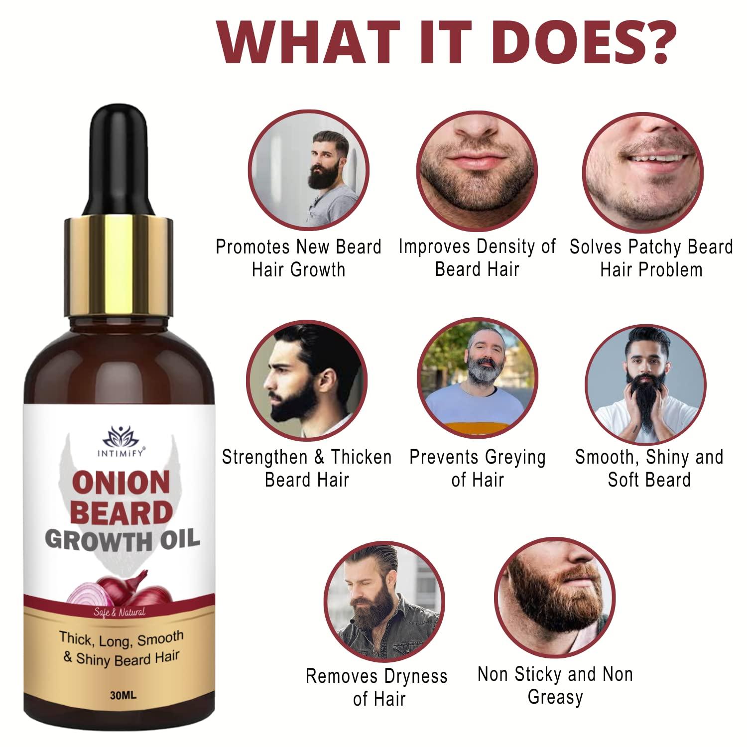 INTIMIFY INTIMIFY Onion Beard Growth Oil | Dadhi Badhane Wala Oil | Beard Oil for Patchy And Uneven Beard | Mustache Growth Oil For Men With Jajoba Oil (30 ml - Pack of 1)