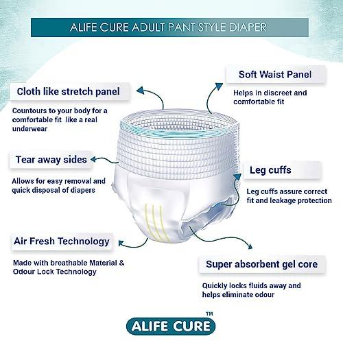 ALIFE CURE ALIFE CURE Unisex Overnight Premium Adult Diapers Pant Style 10 Pcs Non-woven Cottony Soft Fabric with High Absorbency
