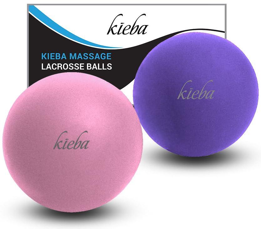 Kieba Kieba Massage Lacrosse Balls for Myofascial Release, Trigger Point Therapy, Muscle Knots, and Yoga Therapy. Set of 2 Firm Balls (Pink and Purple)