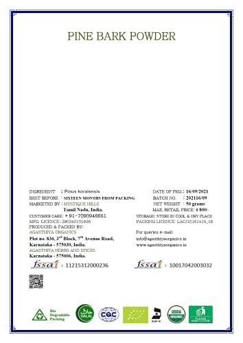 Mystique Hills - Organic Living Mystique Hills Organic Pine Bark Powder,100 g