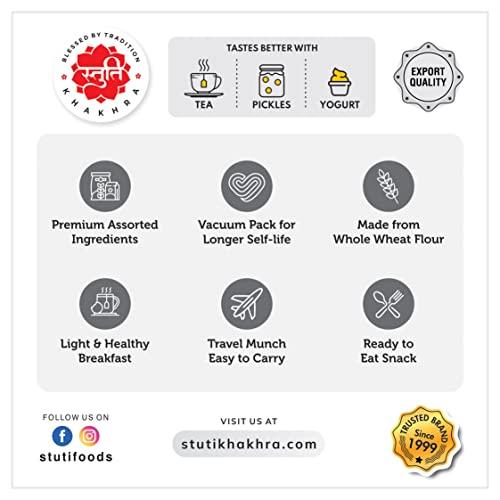 Stuti Stuti Khakhra || - 3 Flavours Combo - (Fafda, Methi Thepla, Masala) - 3 Packs X 200g Each | Pure Whole Wheat | Authentic Gujarati Snack | Traditonal Food