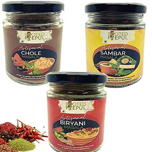 ROOTED PEEPUL Rooted Peepul Artisanal Biryani Masala, Chola Masala, Sambar Masala|less Chilli More Spice| (75g X 3)