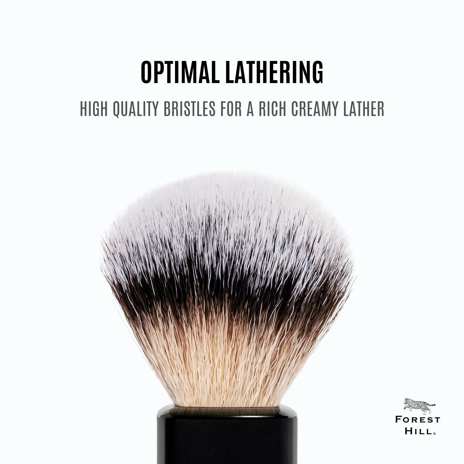 FOREST HILL Forest Hill Premium Lincoln Shaving Brush For Men, Super Soft Bristles & Ergonomic Design, Compact & Easy Grip, Ideal For Personal & Professional Salon (Black & White)