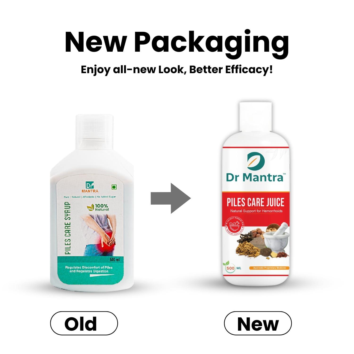 Dr MANTRA Dr Mantra Ayurvedic Piles Care Juice | Natural Hemorrhoid Relief with Vidaang, Indrajav & Herbal Ingredients | Safe & Effective Formula | 500ml