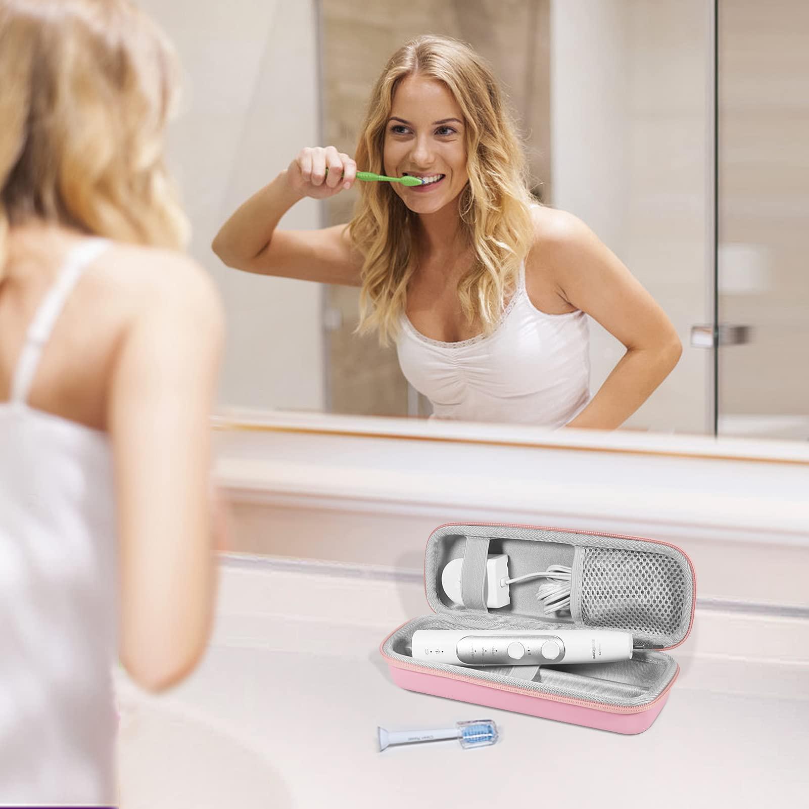 ZORETCO ZORETCO Toothbrush Hard Travel Case Compatible with Philips Sonicare Protectiveclean 4100,5100,6100,6500 Fits for Oral-B Pro 1000,1500,2000,3000,3500 Electric Toothbrush Travel Bag (Pink)