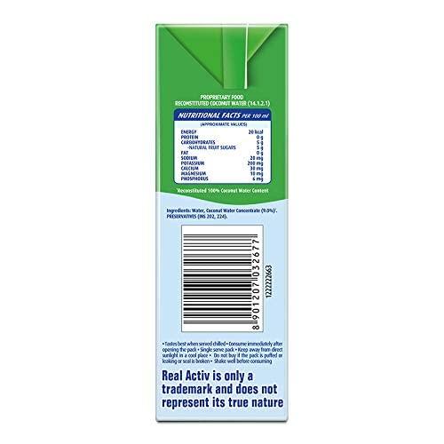 Generic Real Activ 100% Coconut Water (Tetra Pack ) Pouch, 200 ml (PACK OF 6) UNIQUE