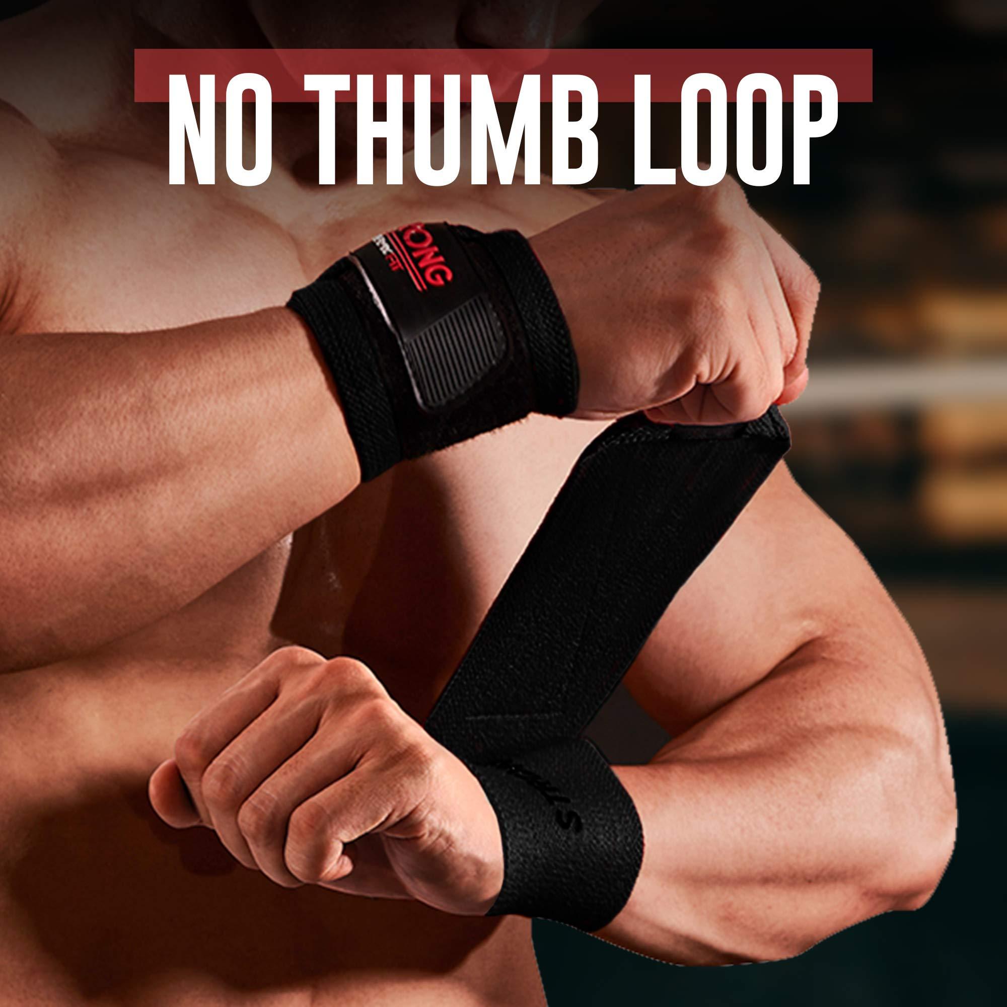 OHMY FIT STRONG Wrist Wraps - Weightlifting Wrist Protection, Ideal for Gym Training, CrossFit - Enhanced Grip, Weight Gloves for Men\'s Workout & Women\'s Fitness, Strong Wrist Compression for Rep Max - Black