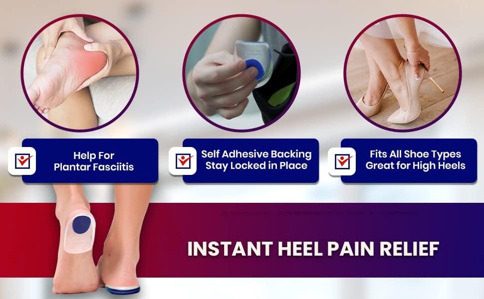 XSOURCE XSOURCE Gel Heel Pad Plantar Fasciitis Inserts Silicone Pads for Heel Pain Relief, Bone Spur & Achilles Pain, Gel Heel Cushions and Cups, Pad & Shock Absorbing Support