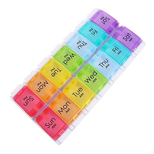 EXCEART EXCEART 14 Grids 7 Days Pill Box Organizer Weekly Pill Organizer Large Pill Organizer Pill Cases Meds Box Pill Box Case