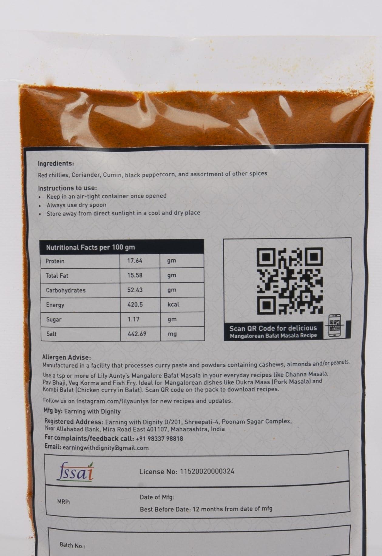 Lily Aunty's Lily Aunty's Mangalorean Bafat Masala and Mangalore Ghee Roast Masala and Mangalore Gassi Masala Combo (100gm+150gm+150gm)