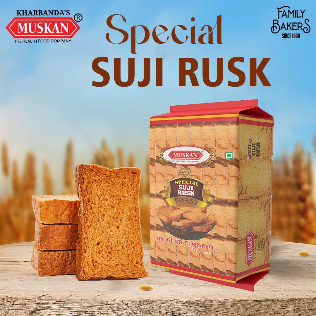 MUSKAN MUSKAN Premium Suji Rusk Special Handcrafted Delicious Taste Crunchy Tea Time Fresh Rusk [Pack Of 10] 400g each