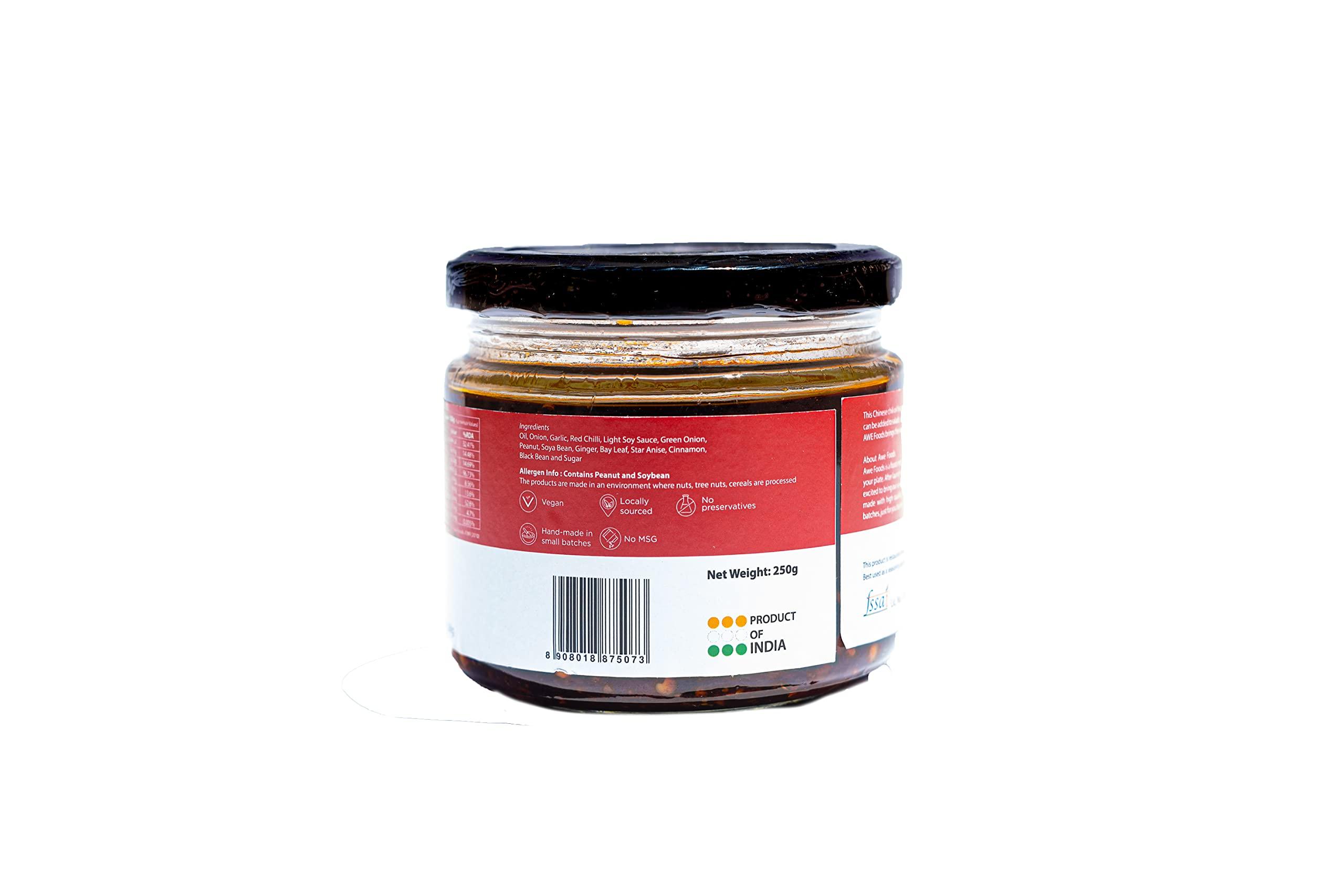 AWE AWE Foods | Chilli Oil Crunch | Spicy, Crunchy, Garlicky Flavor | Made With Spicy Guntur Chillies | Hand-Made In Small Batches