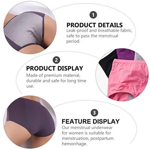 Artibetter ARTIBETTER 3 Pcs Menstrual Briefs Menstrual Period Pants Leak- proof Physiological Pants Thickened Comfortable Menstrual Underwear Menstruation Breathable Underpants for Women Girls, 3XL