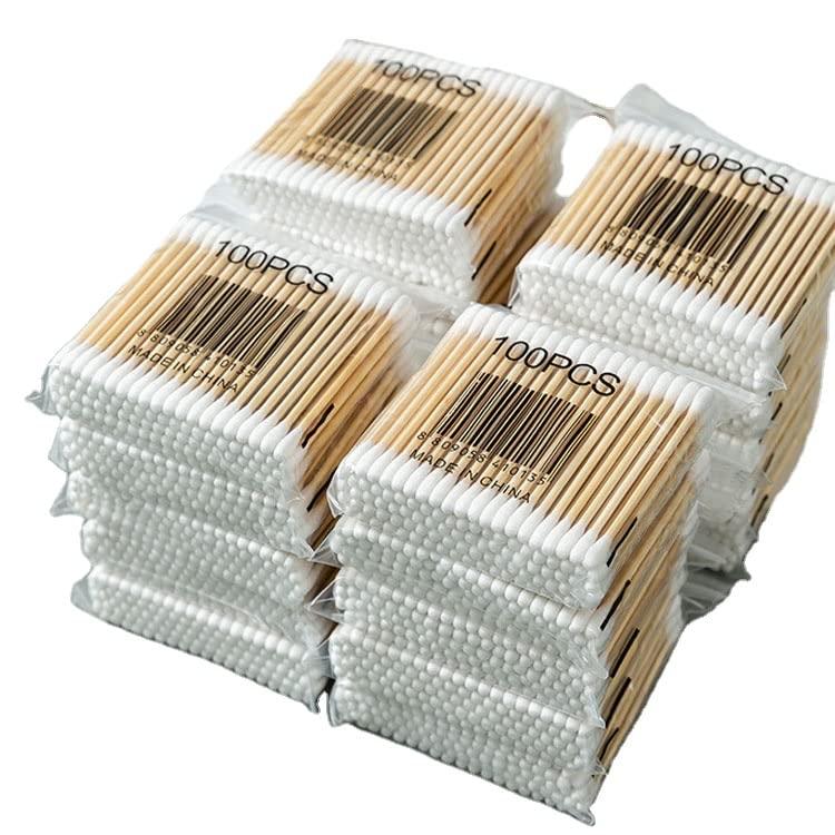 Calitate24 200 Sticks Ear Cleaning Buds, Wooden Cotton Swabs Bamboo Stick Ear Buds for Ear Wax Cleaning Double Tip Ear Cleaner - 100% Pure Cotton Baby Care Swabs