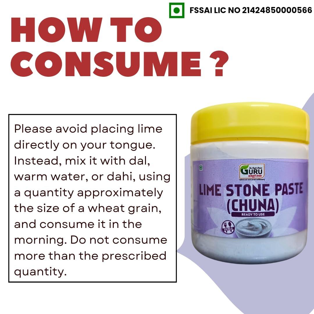 GURU SAMPOORNA TAAJA GURU Edible Limestone (Chuna Paste) :- 75 gm | Good for Bone Health | Rich in Calcium | Paan Chuna Paste