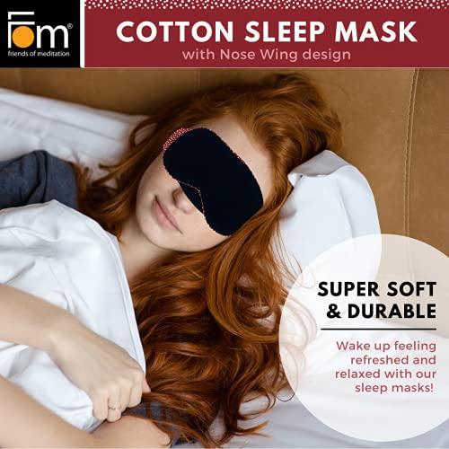 FOM (Friends of Meditation) Friends of Meditation 100% Cotton Sleep Mask | Light Blocking Sleep Eye Mask, Comfortable & Soft, Night Eye Mask for Travel | 100% Blackout w Nose Wire & Adjustable Band (Red)