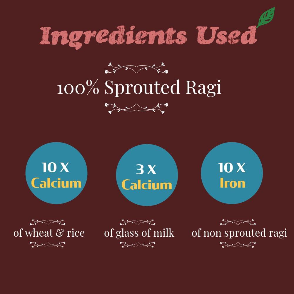 MILLERA Millera Sprouted Ragi Powder - Pack of 2 | 400g (200g x 2) | 100% Natural Sprouted Ragi Flour/Nachni Flour/Ragi Satva/Kodra/Taidalu/Kezhvaragu/Finger Millet Flour (Pack of 2)