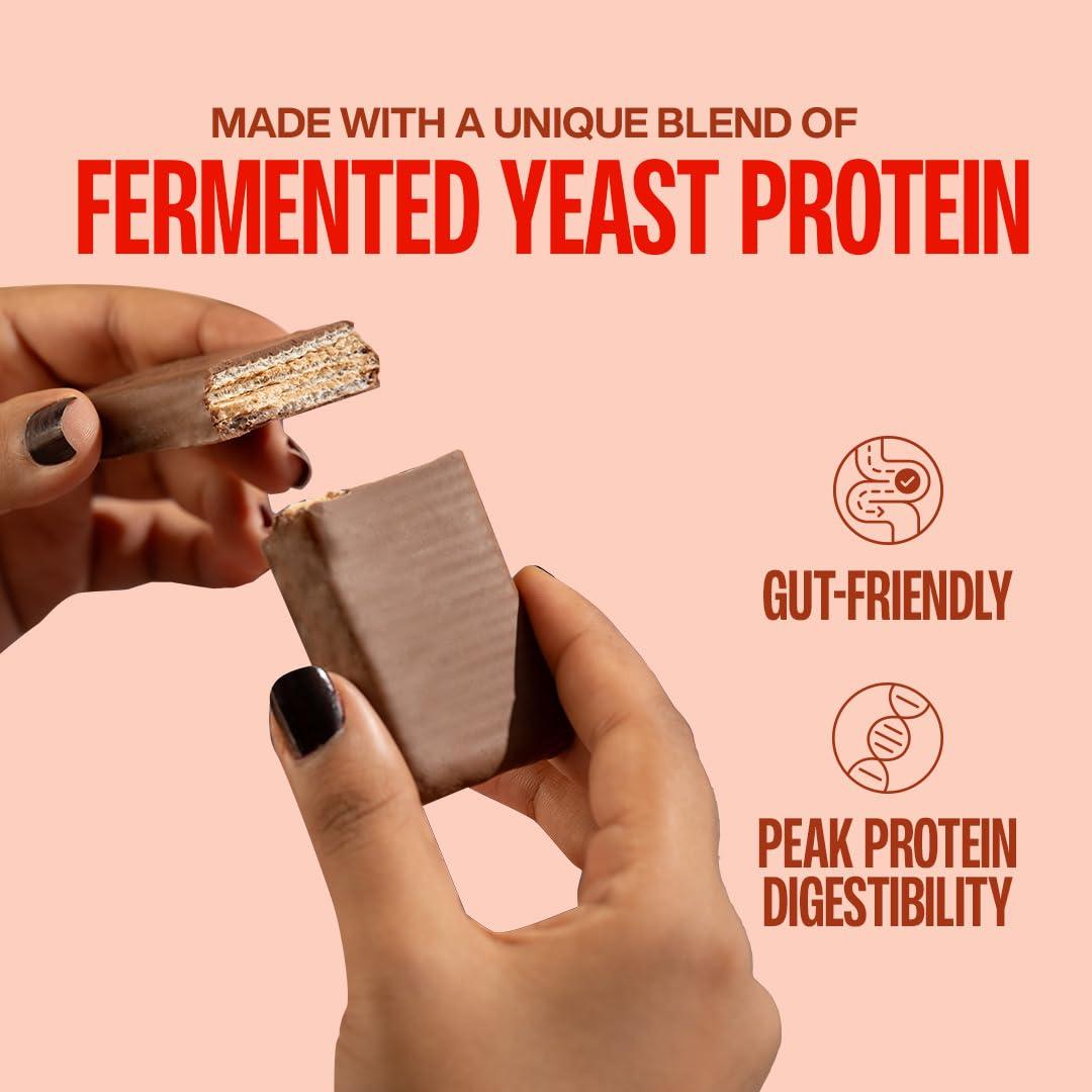 Superyou SuperYou Chocolate Protein Wafer Bars (Pack of 10)|10g Protein, 3g Fiber, No Added Sugar|Yeast Fermented Protein|Energy Bars|Crunchy Wafer Bar|100% Vegetarian|No Palm Oil|400g