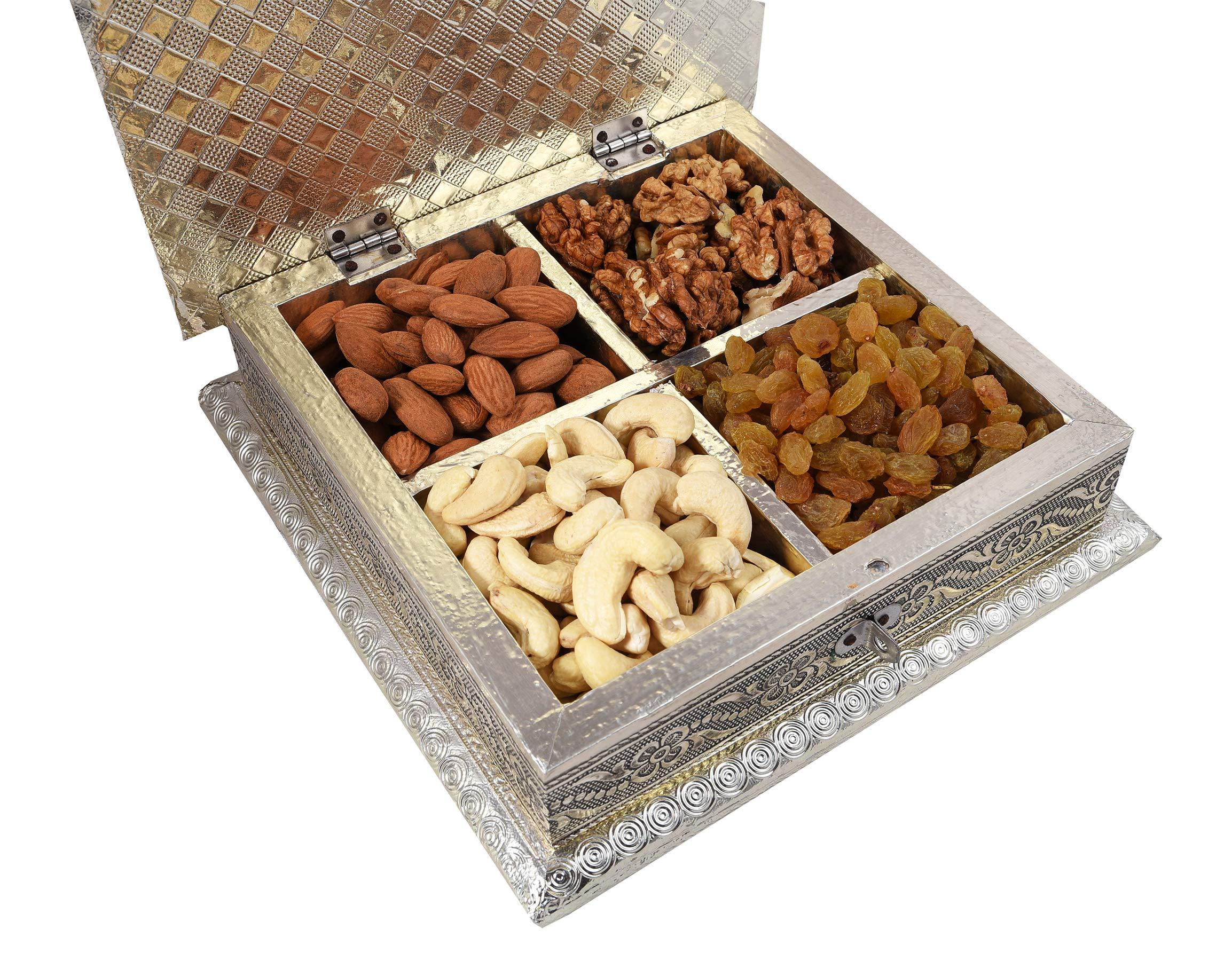 MANTOUSS MANTOUSS Pongal/Makar Sankranti Oxidised Dry Fruit Hamper/Pack/Combo-Cashew,Almond,Walnut and Raisin (100gms Each) 400gms + Haldi Kumkum