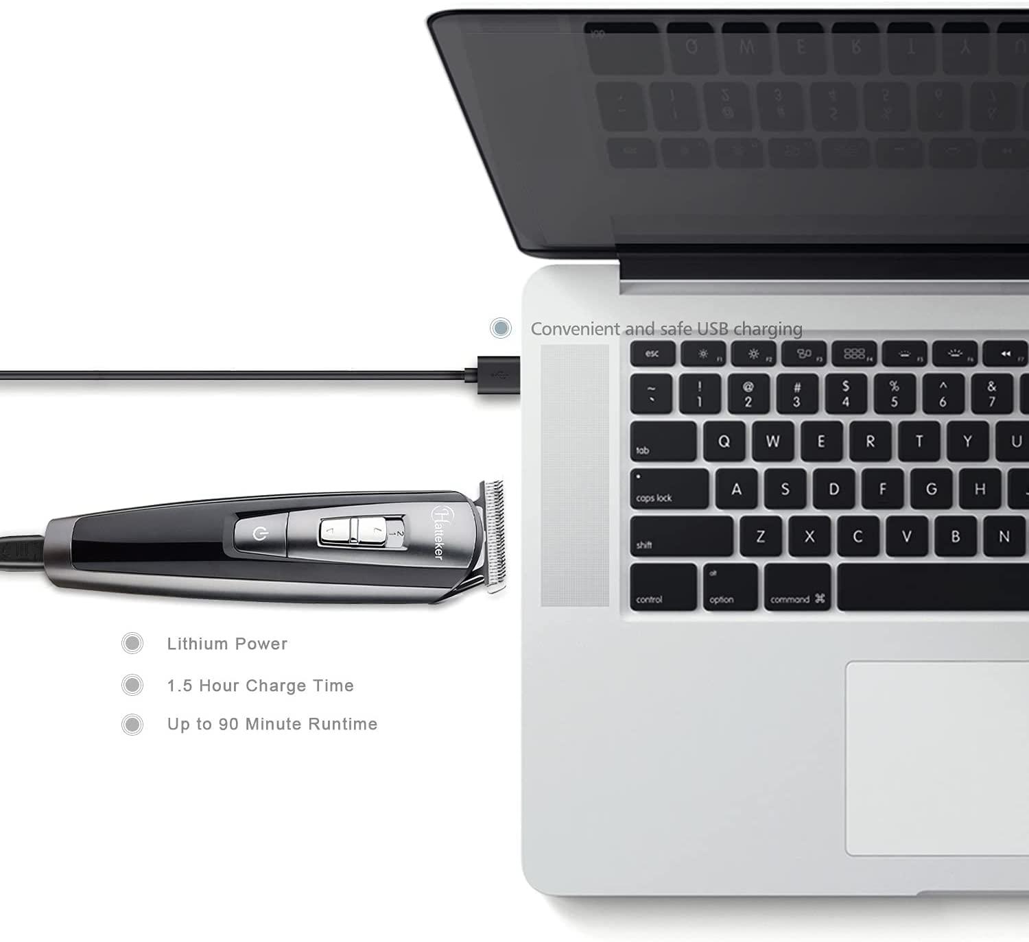 Hatteker Hatteker Hair Clipper Beard Trimmer Kit for Men Cordless Hair Mustache Trimmer Hair Cutting Groomer Kit Precision Trimmer Waterproof USB Rechargeable 5 in 1