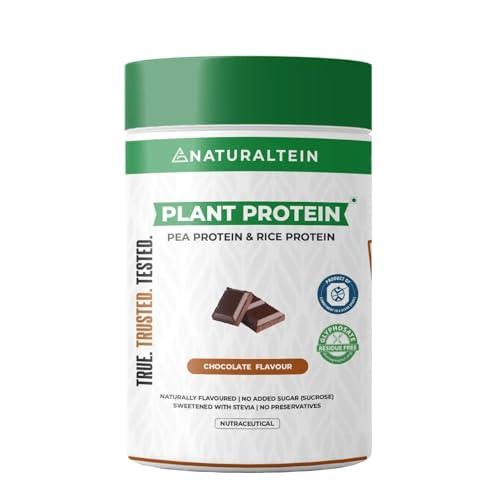 NATURALTEIN NATURALTEIN – Vegan Plant (Rice & Pea) Based Protein Powder – Chocolate Flavour – 500g (21 G Protein, Naturally Flavoured, Gluten Free)