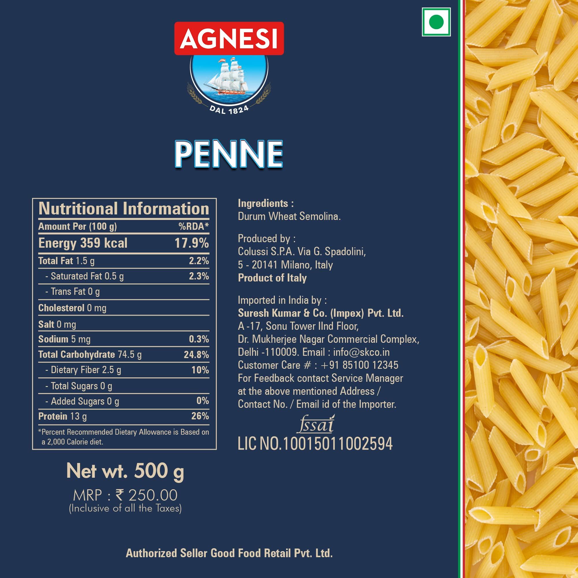 Agnesi Agnesi Penne Pasta, 500g, Product of Italy