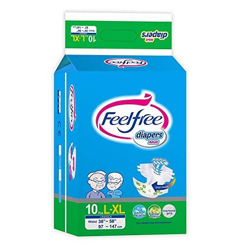 Feelfree Adult Diapers Large - FeelFree (L-XL)(38\" - 58\") (97cm - 147cm) - Combo Pack of 2 (20 Pieces)
