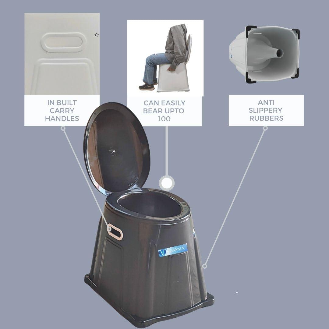 Veayva VEAYVA heavy duty Portable Indian Toilet to Western Convertor | Toilet stool | BLACK COLOUR COMMODE CHAIR