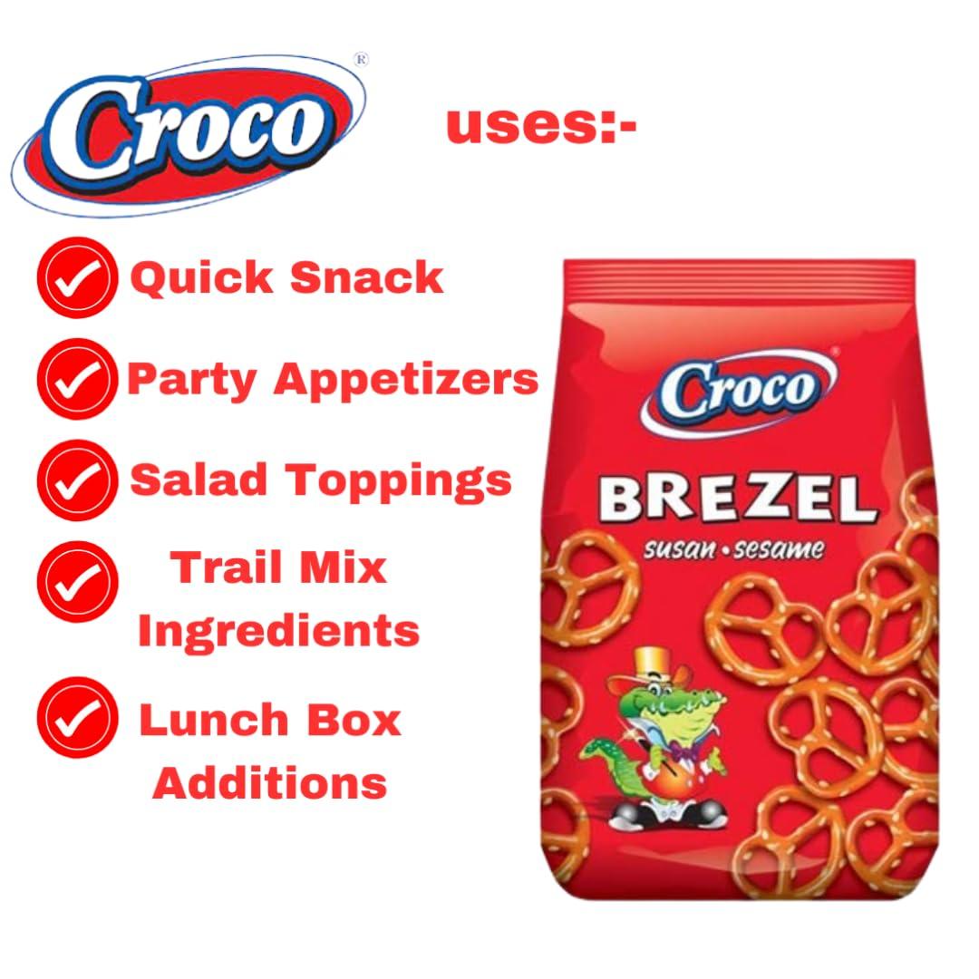 Croco Croco Snacks Brezel with Sesame Seeds, 80 g