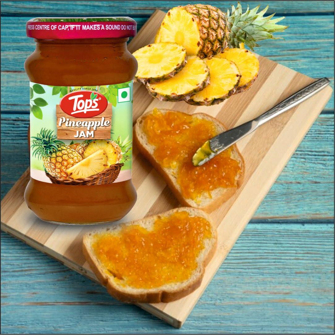 TOPS TOPS Pineapple Jam - 475 gm | From selected Pineapples| Provides a burst of fruity flavour.