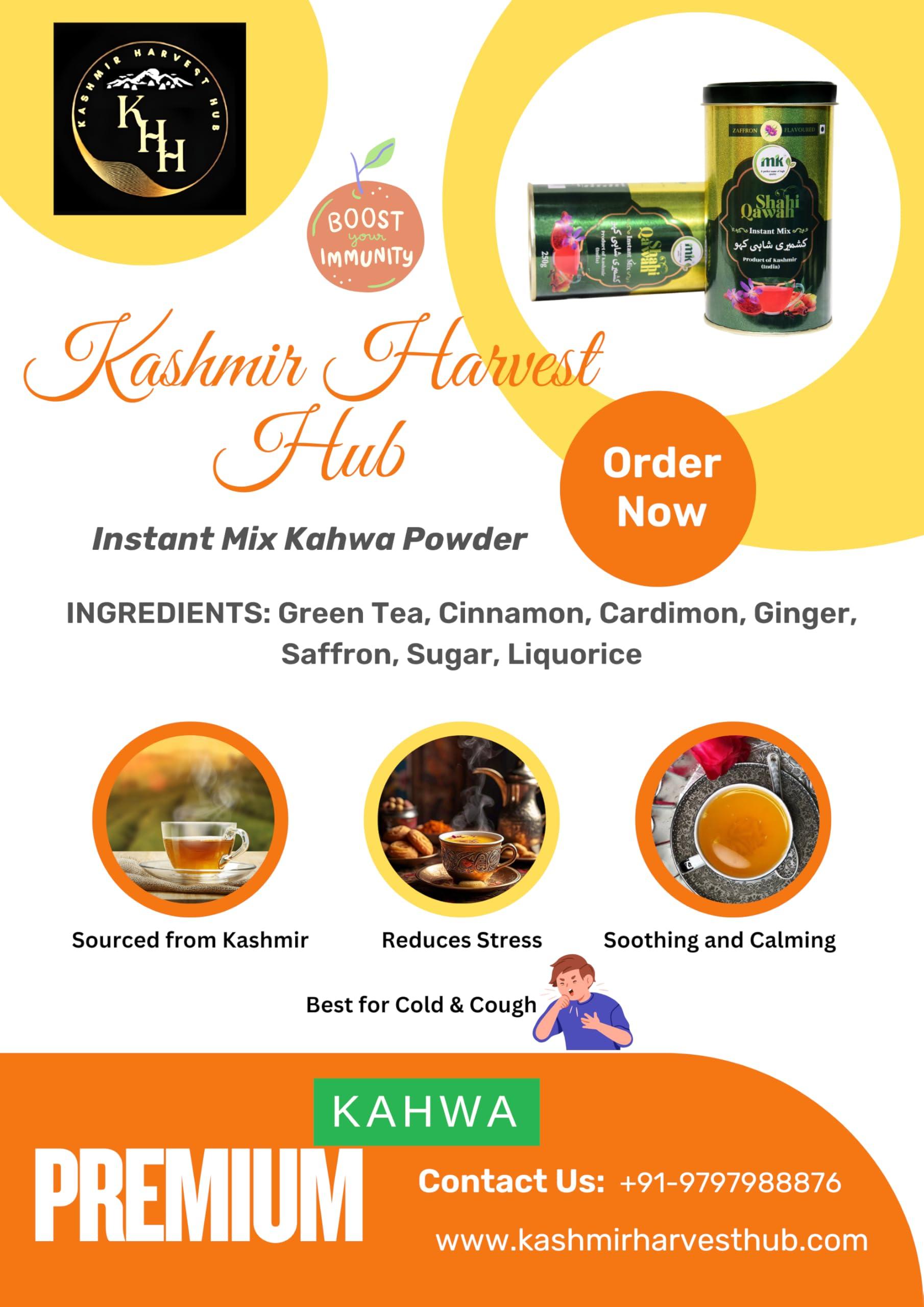 KASHMIR HARVEST HUB Kashmir Harvest Hub Kashmiri Shahi Kahwa (Qawah) | Instant Mix | Pure Herbal Tea | Detoxifies Body | Natural & Premium | Authentic -150g