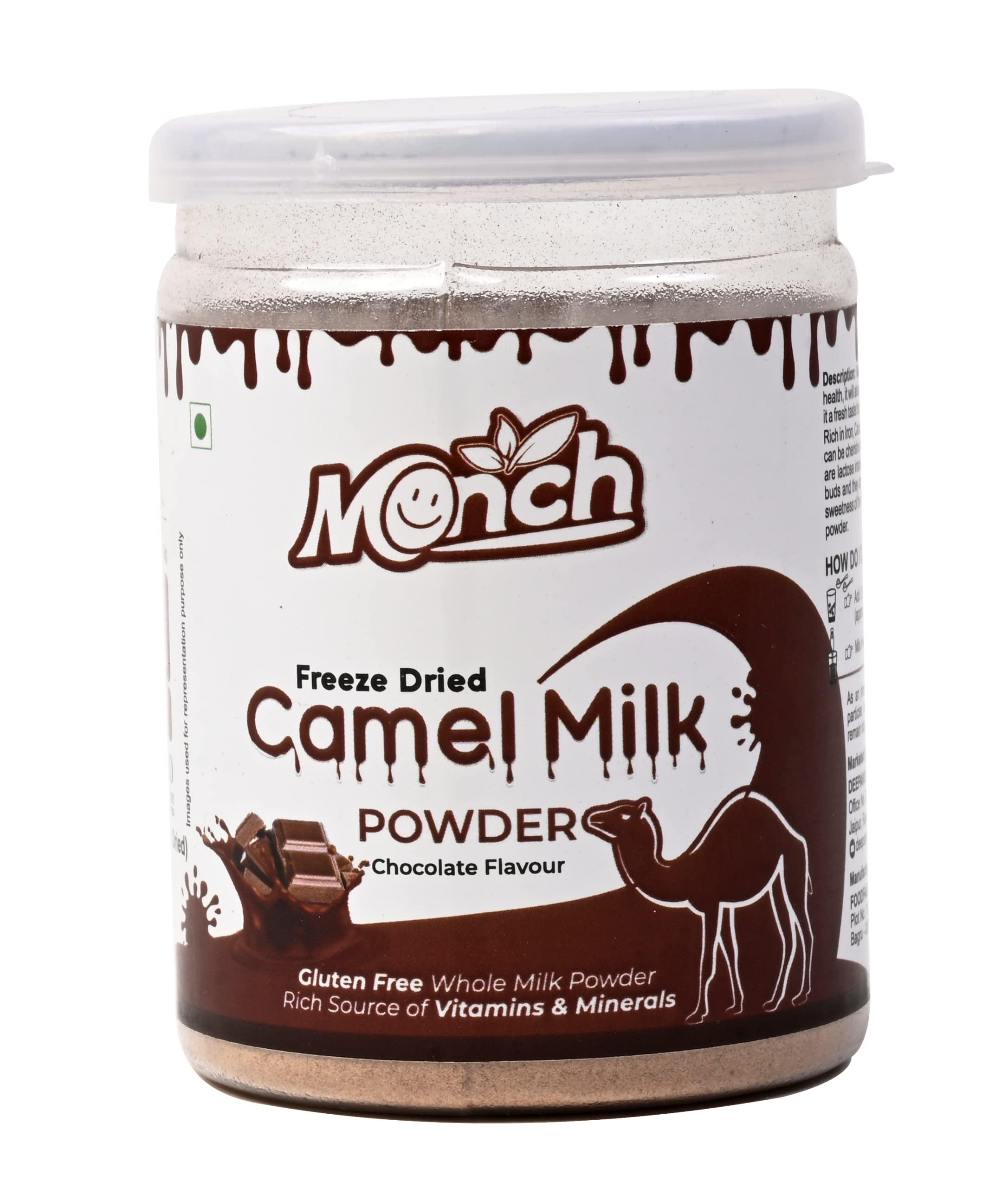 Monch Monch Camel Milk Powder - Camel Milk Powder Helps In Height - Freeze Dried, Chocolate Flavoured (50g, Pack of 3)|Premium, Rich & Creamy, Instant Nutrient-Rich Dairy Alternative with Gourmet Chocolate Infusion, Single-Serve Convenience