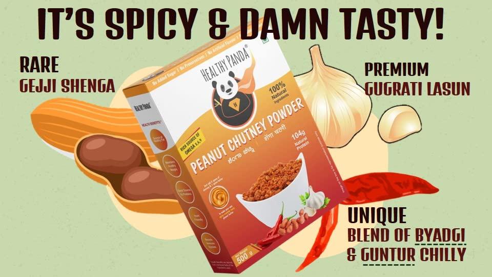 HEALTHY PANDA Healthy Panda Uttar Karnatakas Famous Pounded Peanut Garlic Chutney Powder (1 KG) / Groundnut Chutney Powder/Shenga Chutney/Shenga Lasun Chutney/Shengha chutney Solapur