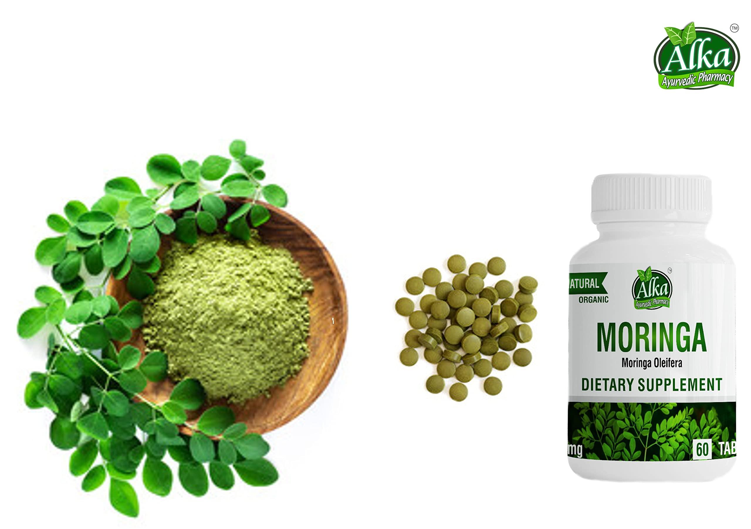 ALKA AYURVEDIC PHARMACY Alka Ayurvedic Pharmacy Organic Moringa Tablet -500 mg, Natural Nervous System, Natural Vitamins & Immune Support (60 Tablets)