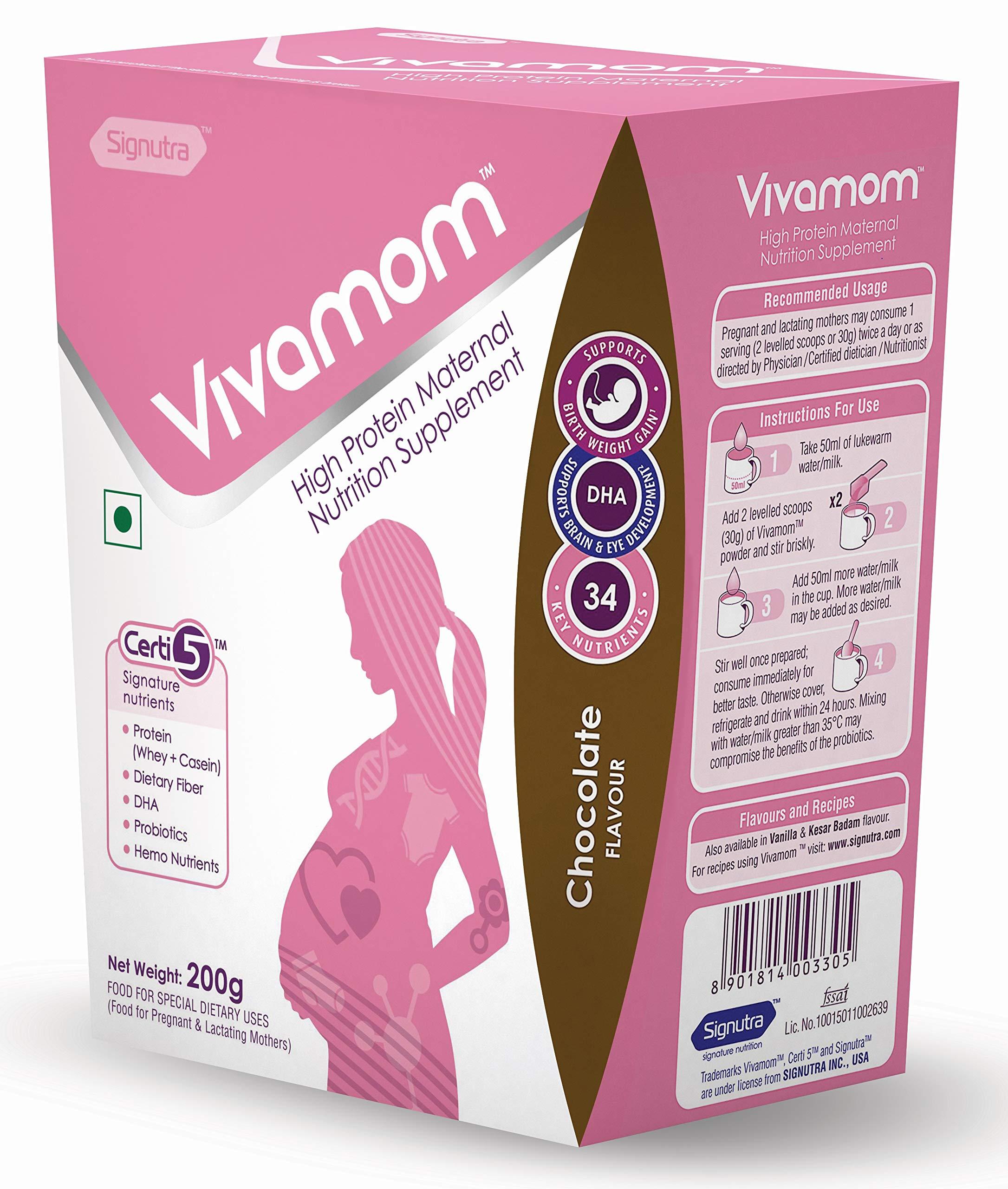 Vivamom Vivamom Maternal Nutrition Supplement in Pregnancy&laction-200gm Chocolate, Pink