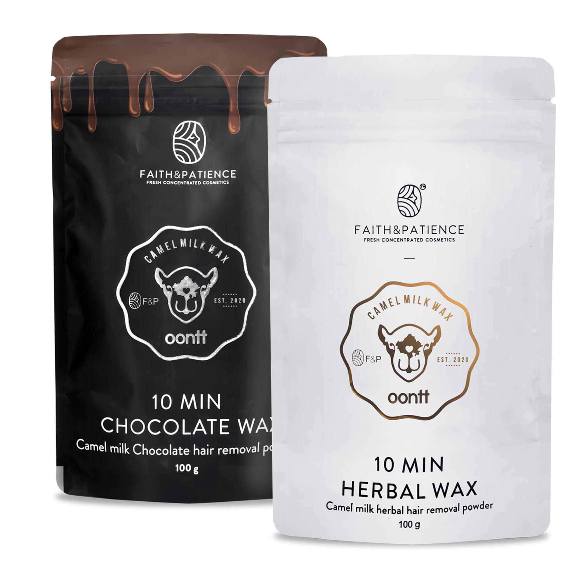 FAITH & PATIENCE FAITH & PATIENCE Hair Removal Powder For Men & Women, Faith And Patience Camel Milk Wax 10 Min Herbal And Chocolate Wax Combo, Pack of 1